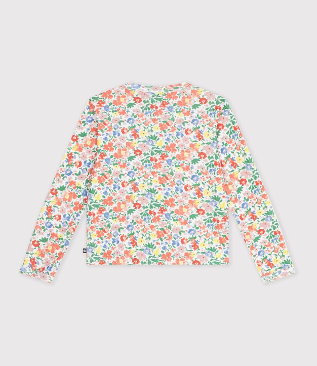 Cardigan in cotone a fiori bambina bianco/multicolore