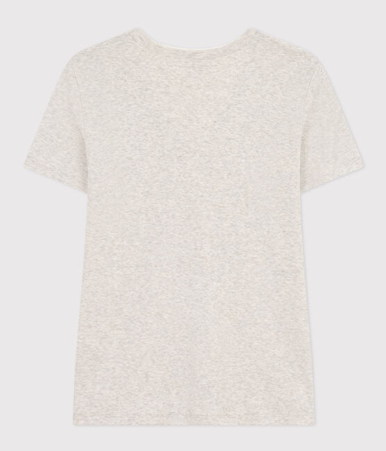 T-shirt L'Iconique scollo a V in cotone tinta unita donna grigio BELUGA CHINE