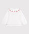 Blusa a maniche lunghe in popeline di cotone tinta unita bambina bianco ECUME