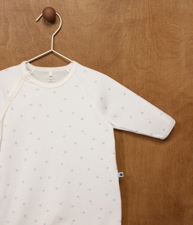 Pigiama in cotone con stampa neonato bianco/blu