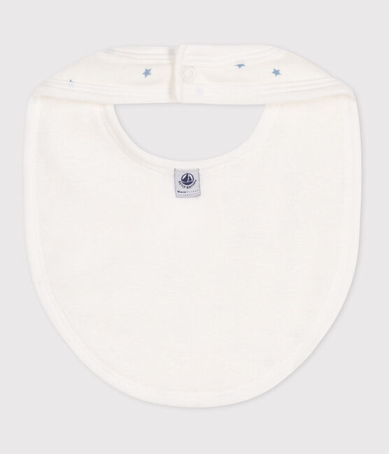Bavaglino nascita in cotone con stampa blu MARSHMALLOW/bianco GOMME
