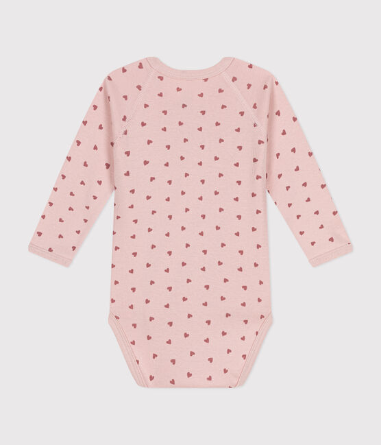 Body incrociato a maniche lunghe in cotone neonato rosa SALINE/ ROSEWOOD