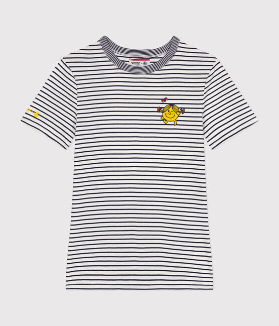 T-shirt L'Iconique Monsieur Madame in cotone donna. bianco MARSHMALLOW/blu SMOKING