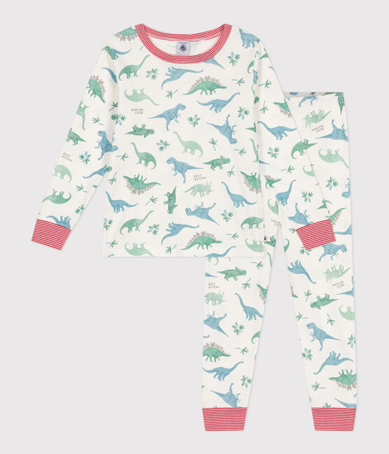 Pigiama in cotone con dinosauri stampati bambino bianco MARSHMALLOW/bianco MULTICO