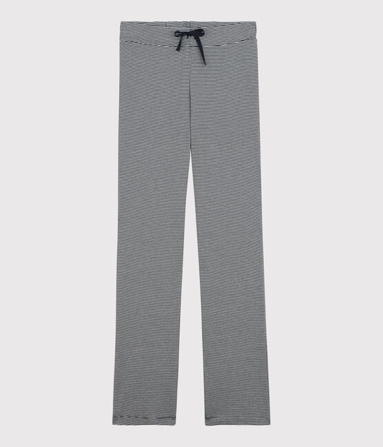 Pantaloni in cotone BIO donna blu SMOKING/bianco MARSHMALLOW