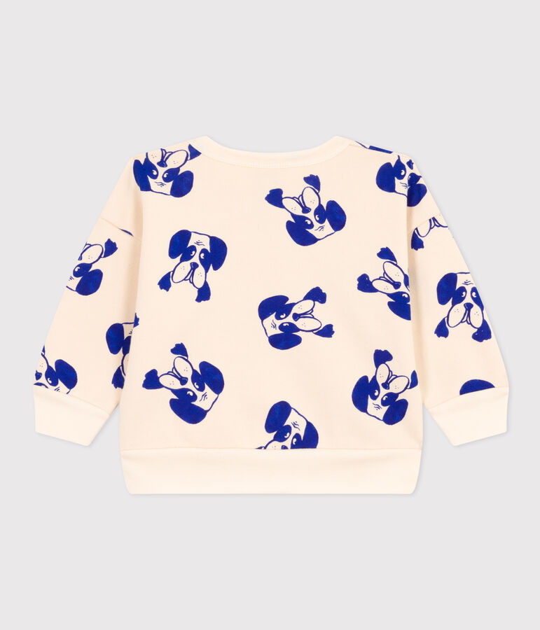 Felpa in tessuto felpato con stampa per beb&egrave; ecru/multicolore