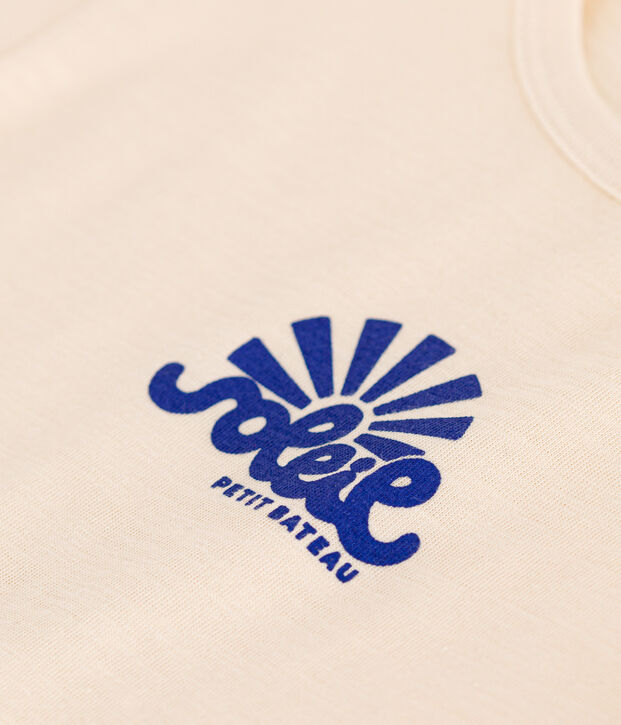T-shirt a maniche corte beb&egrave; in jersey fiammato ecru
