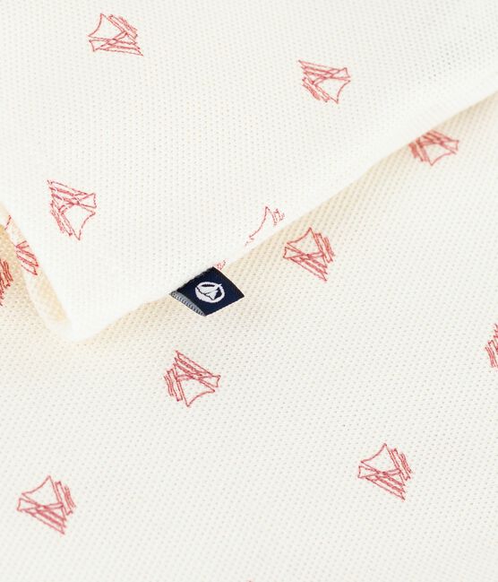 Polo a maniche corte in cotone con barchette vintage stampate neonato rosso MILK/ POMPEI