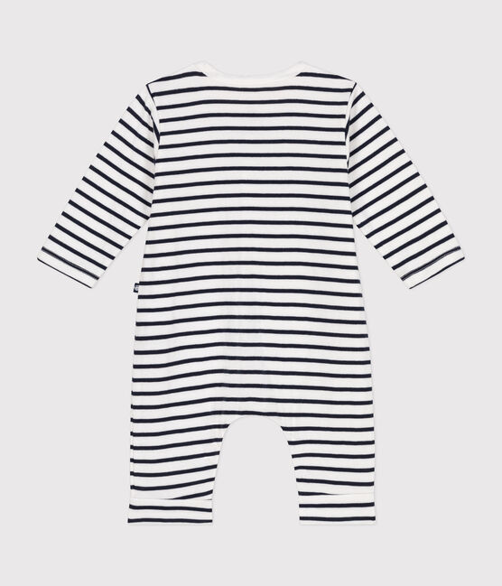 Tutina lunga in tubique neonato bianco MARSHMALLOW/blu SMOKING