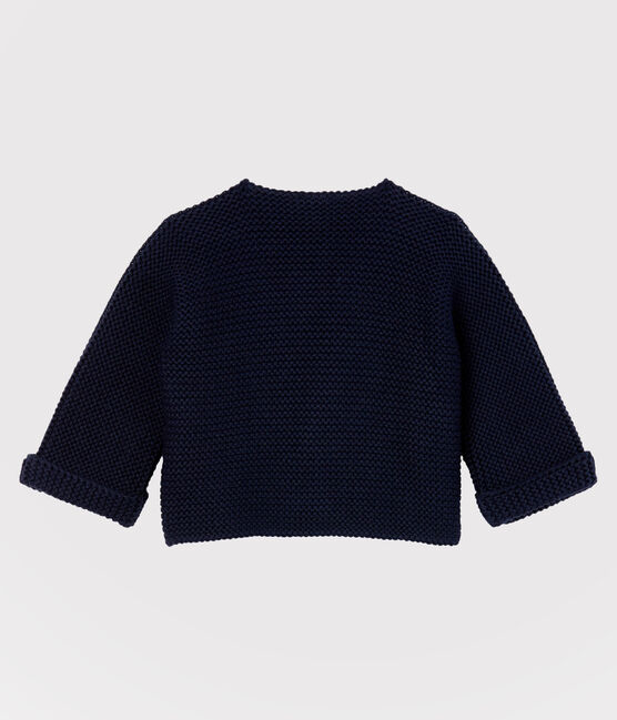 Cardigan bebè in tricot di cotone biologico blu SMOKING
