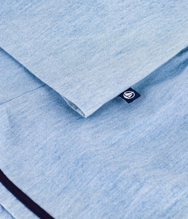 Completo neonato 2 pezzi in chambray con T-shirt con colletto alla marinara blu