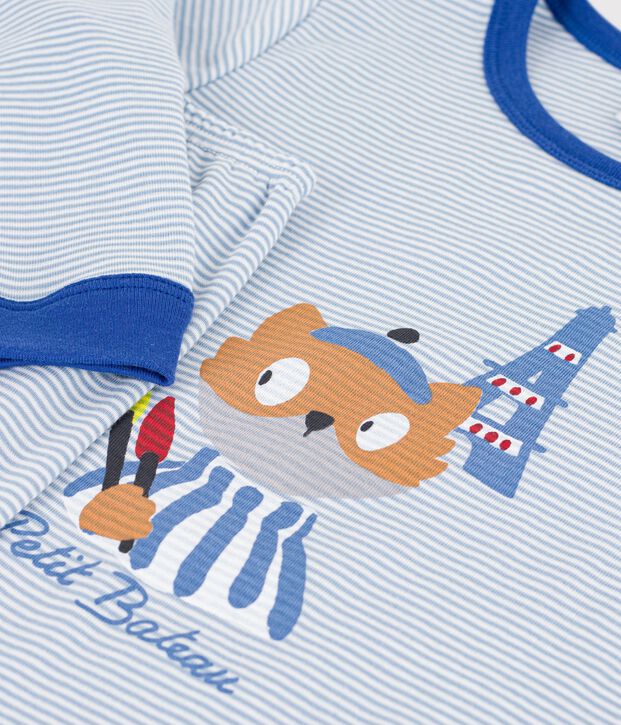 Pigiama in cotone a righe bambino blu/bianco