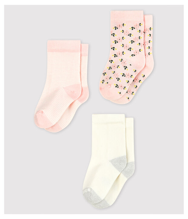 Confezione da 3 paia di calzini con motivi beb&egrave; femmina multicolore