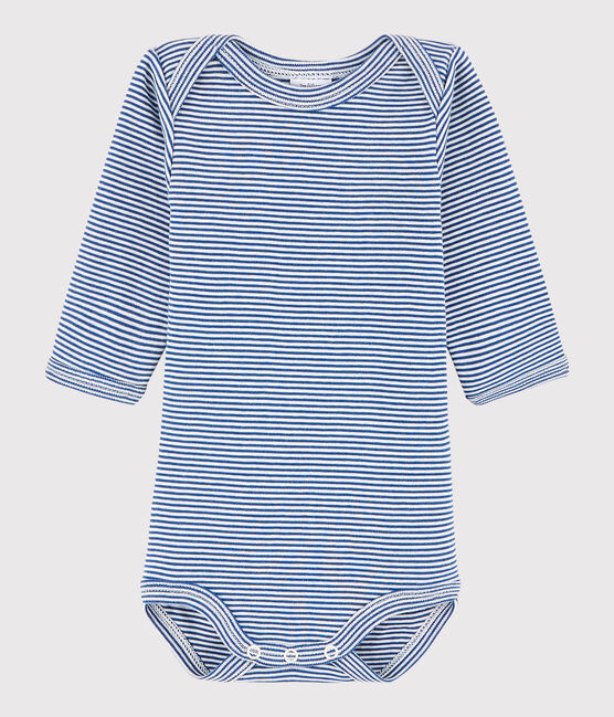 Body manica lunga bebè unisex blu LIMOGES/bianco MARSHMALLOW