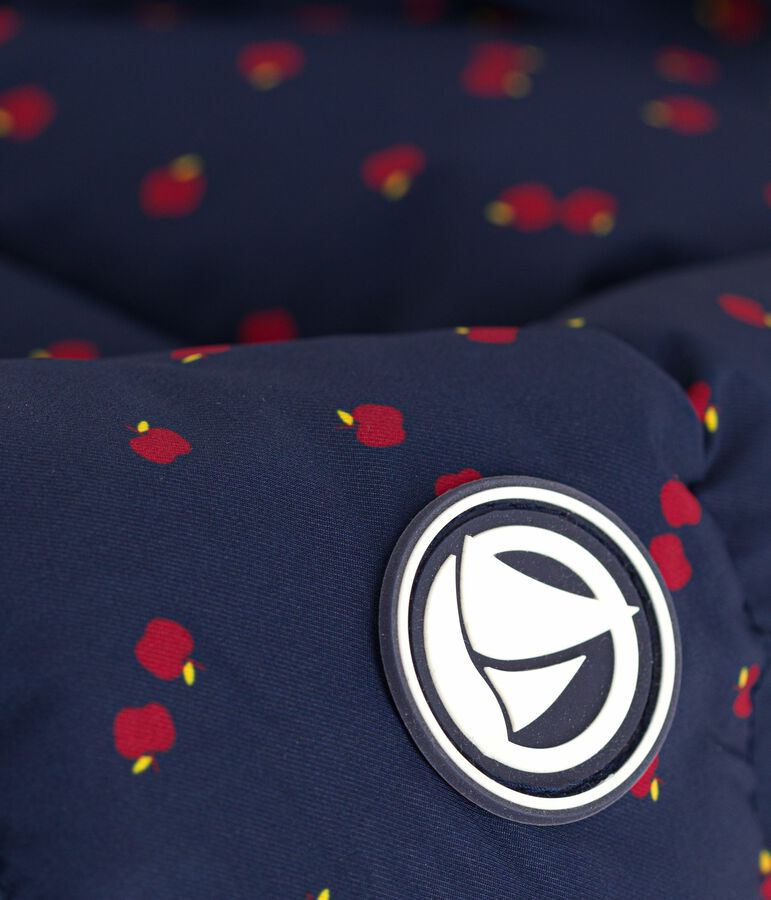 Piumino lungo stampato bambina blu/multicolore