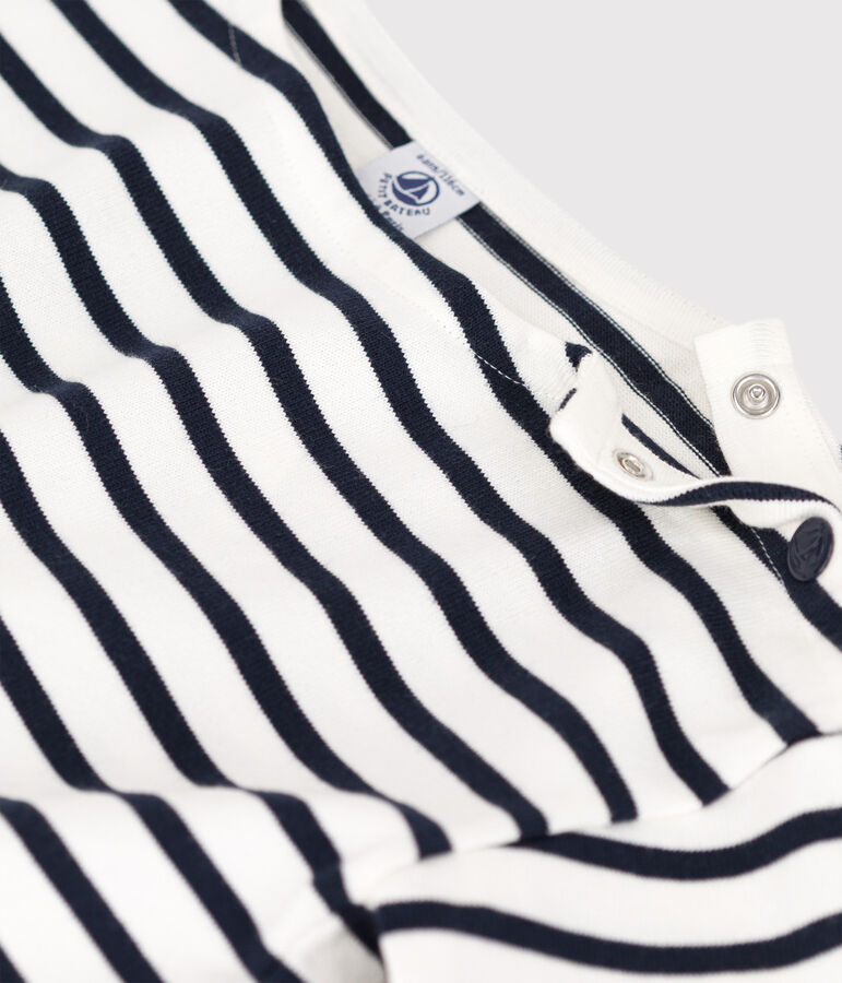 T-shirt a righe a maniche corte in cotone bambina bianco/blu