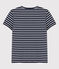 T-shirt LE CLASSIQUE con scollo a V in cotone Donna blu SMOKING/bianco MARSHMALLOW
