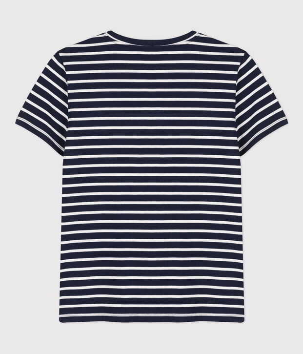T-shirt LE CLASSIQUE con scollo a V in cotone Donna blu/bianco