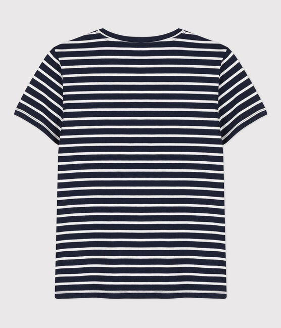T-shirt LE CLASSIQUE con scollo a V in cotone Donna blu SMOKING/bianco MARSHMALLOW