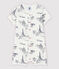 Tutaina corta tela di Jouy Parigi bebè in cotone bianco MARSHMALLOW/blu MEDIEVAL