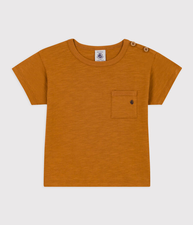 T-shirt a maniche corte beb&egrave; in jersey fiammato marrone