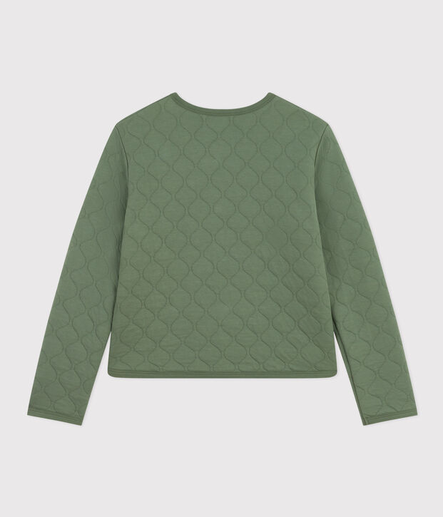 Cardigan donna in tubique trapuntato verde