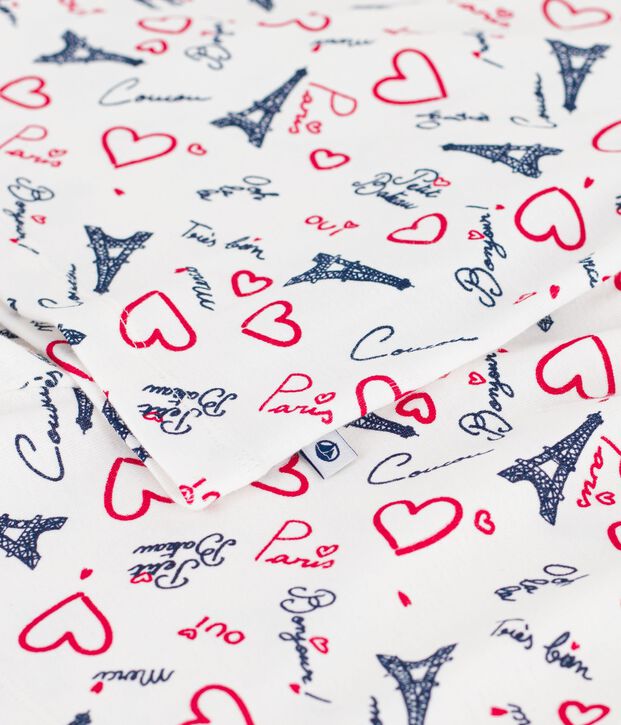 Pigiama corto in cotone con stampa Parigi bambino bianco/multicolore