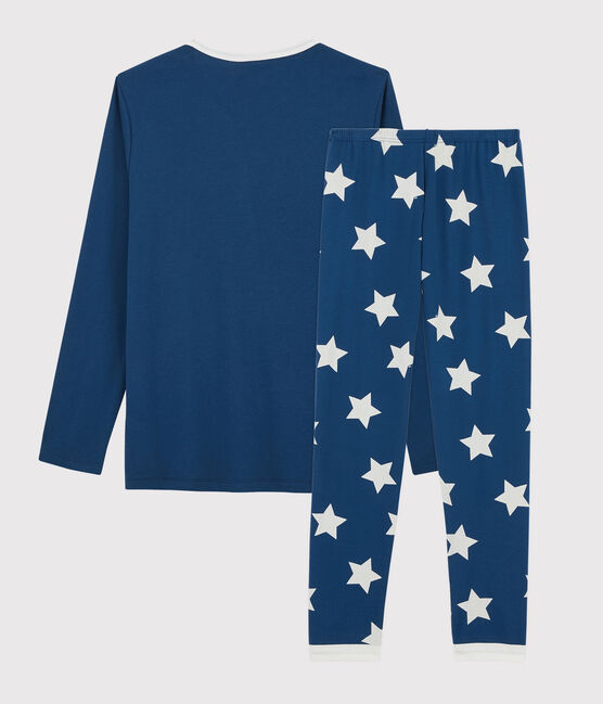 Pigiama a stelle unisex a costine blu MAJOR/bianco ECUME
