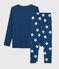 Pigiama a stelle unisex a costine blu MAJOR/bianco ECUME