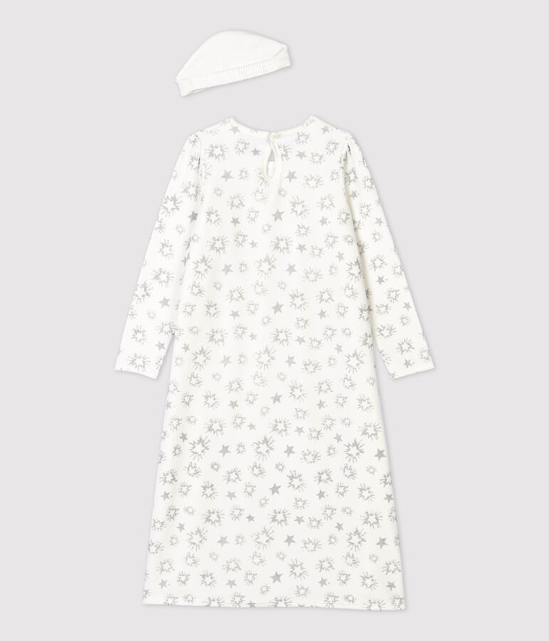 Camicia da notte bambina fantasia principessa in ciniglia bianco/grigio
