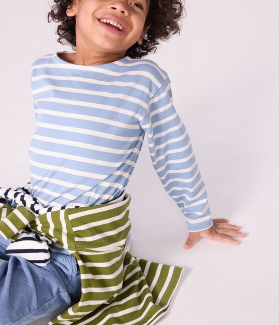 Marinière in cotone bambina blu ADRIATIC/ MILK