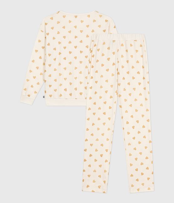 Pigiama in cotone con stampa a cuori dorati donna MILK/ DORE