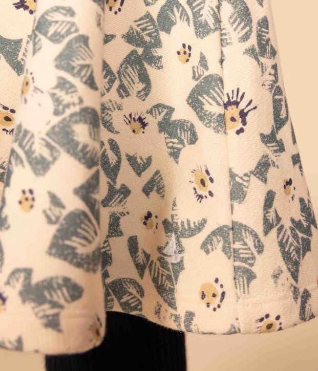 Gonna in molleton spazzolato bambina ecru/multicolore