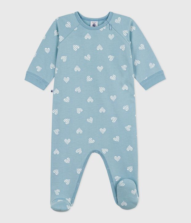Pigiama in tessuto felpato spazzolato con stampa a cuori neonato blu/bianco