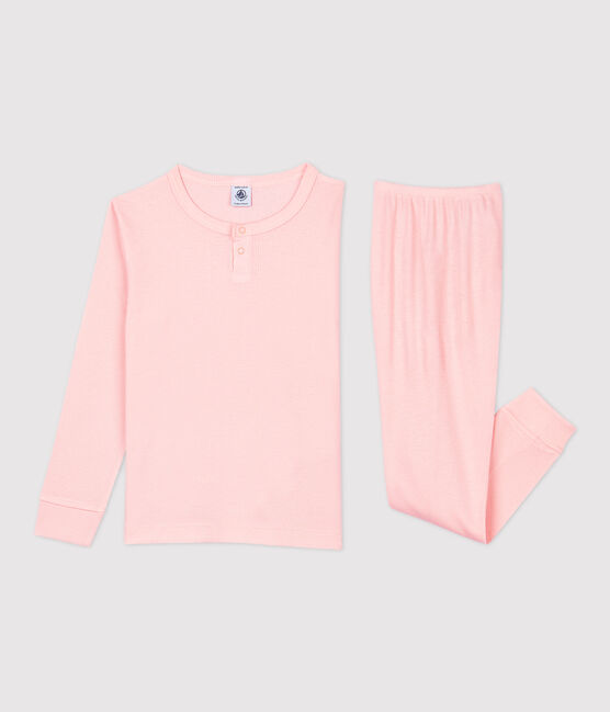 Pigiama bambina/bambino tinta unita in cotone e Lyocell rosa MINOIS