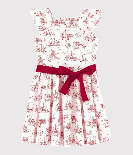Abito a manica corta in popeline bambina bianco MARSHMALLOW/rosso TERKUIT
