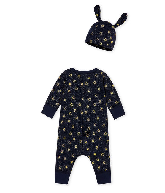 Tutina e cappellino per bebé maschio blu SMOKING/giallo DORE