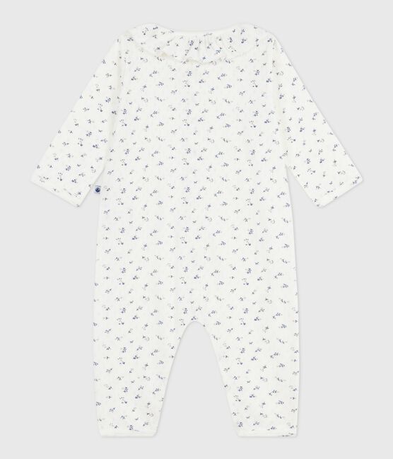Pigiama senza piedini in cotone traforato con colletto con stampa a fiori neonato bianco MARSHMALLOW/bianco MULTICO