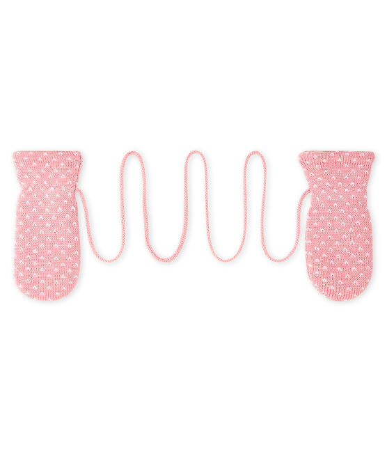 Muffole bebè unisex foderate in pile rosa CHARME/bianco MARSHMALLOW