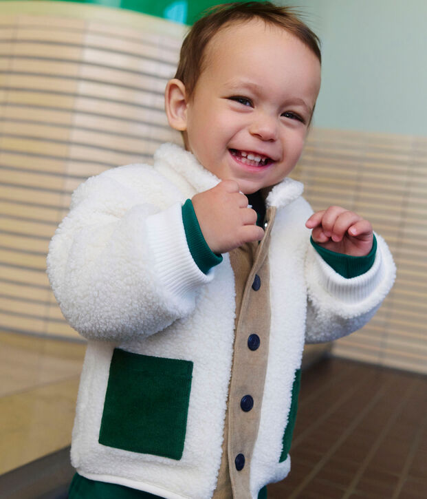 Cappotto in sherpa neonato. ecru/multicolore