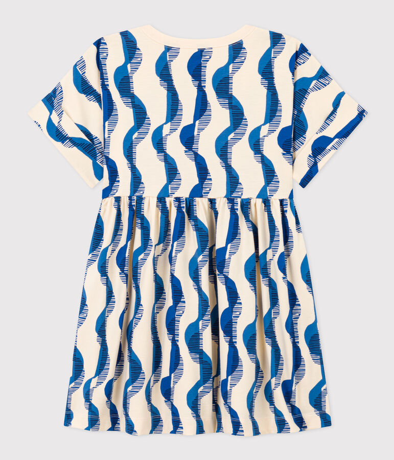 Abito a maniche corte fantasia in cotone bambina bianco AVALANCHE/ MULTICO