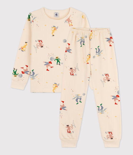 Pigiama fosforescente unisex in cotone bianco AVALANCHE/ MULTICO