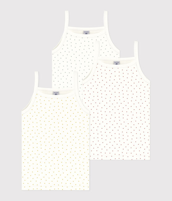 Confezione da 3 canottiere bambina con spalline in cotone a cuoricini  variante 1