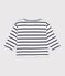 T-shirt a maniche lunghe in cotone a righe neonato. bianco/blu