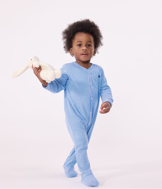 Pigiama in cotone a righe neonato DELPHINIUM/ MARSHMALLOW
