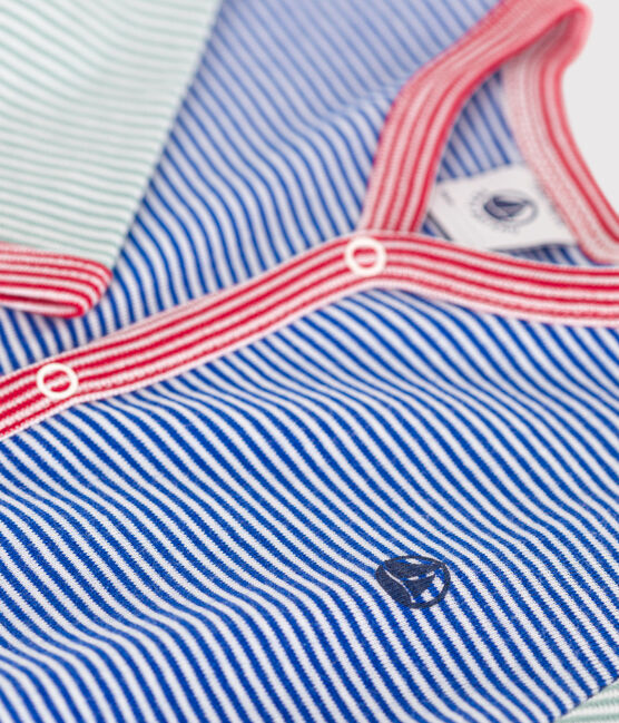 Pigiama senza piedini in cotone a righe neonato blu CALVIN/ MARSHMALLOW
