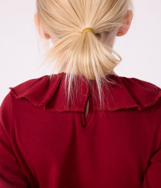 T-shirt a maniche lunghe in cotone tinta unita bambino AMARANTE