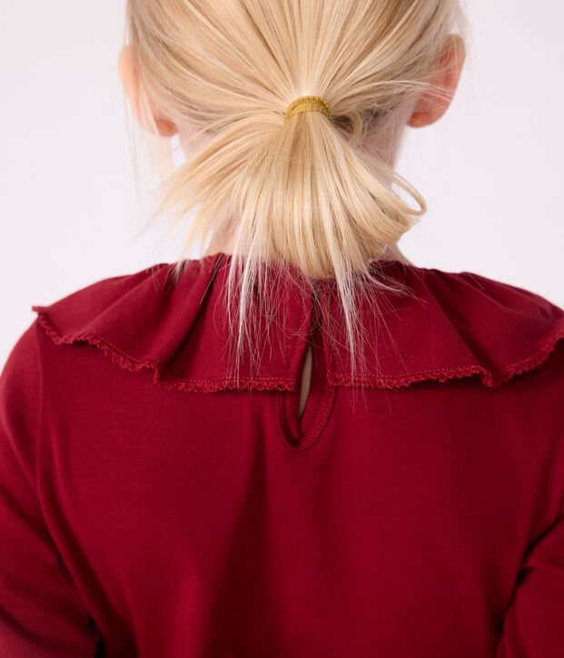 T-shirt a maniche lunghe in cotone tinta unita bambino rosso