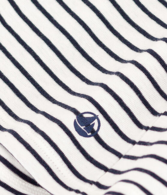 T-shirt L'Iconique scollo a V in cotone a righe donna bianco MARSHMALLOW/blu SMOKING