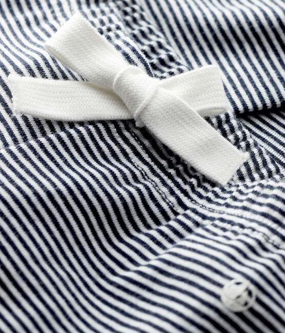 Pantalone millerighe bebè femmina blu SMOKING/bianco MARSHMALLOW